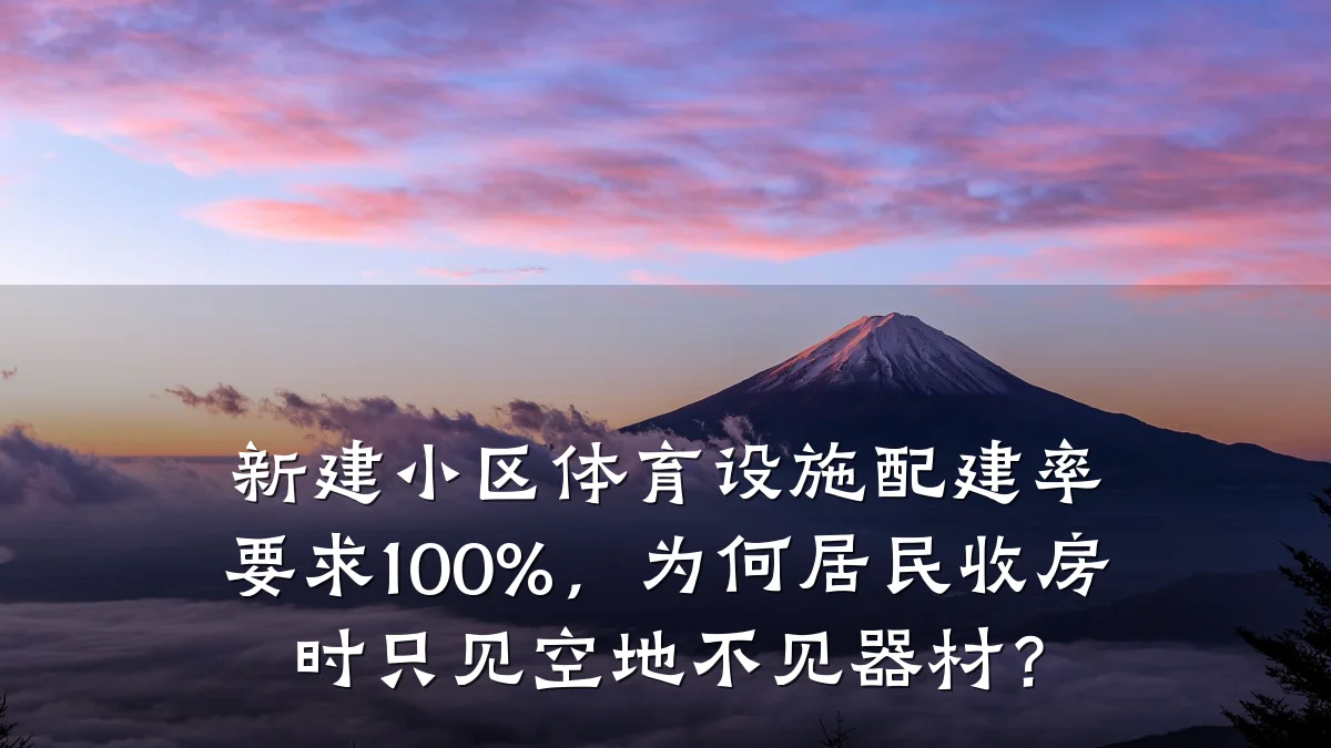新建小区体育设施配建率要求100%，为何居民收房时只见空地不见器材？