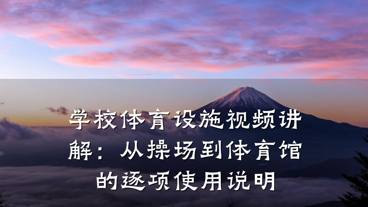 学校体育设施视频讲解:从操场到体育馆的逐项使用说明